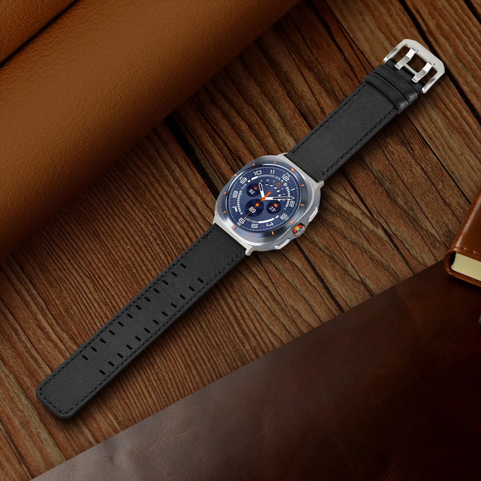 Bracelet cuir à double épingle Samsung Galaxy Watch Ultra 2 (noir)