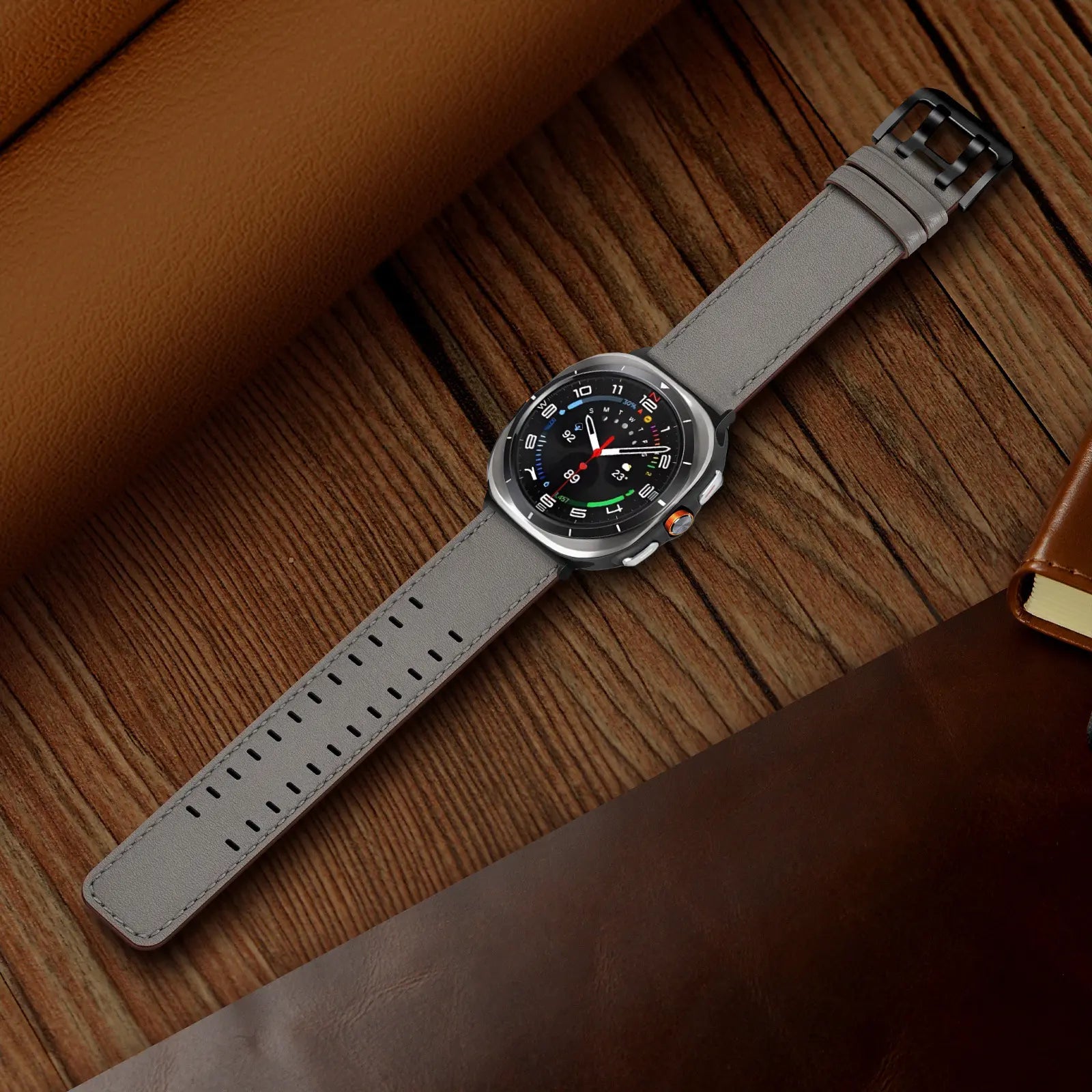 Bracelet cuir à double épingle Samsung Galaxy Watch Ultra 2 (gris)