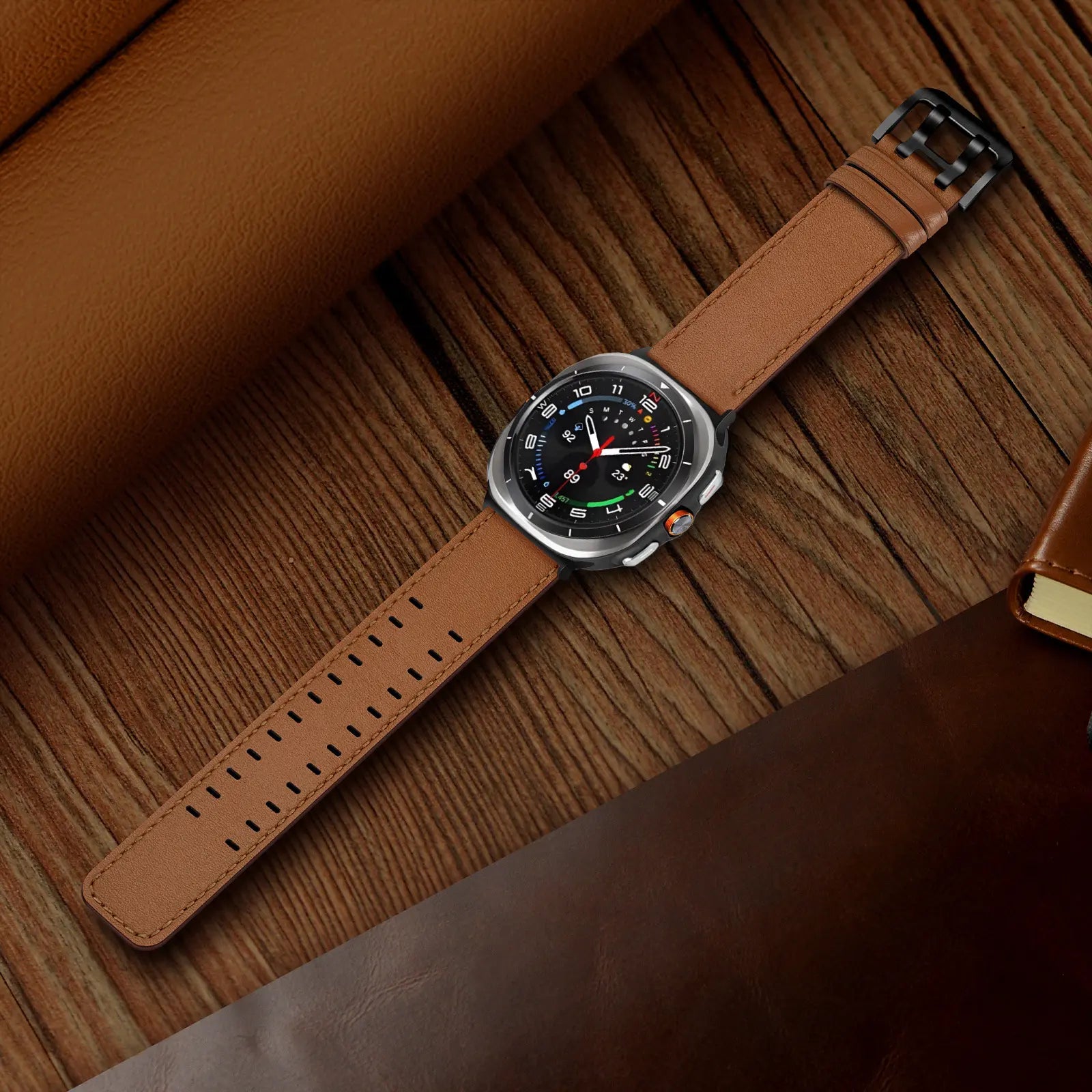 Bracelet cuir à double épingle Samsung Galaxy Watch Ultra (marron)