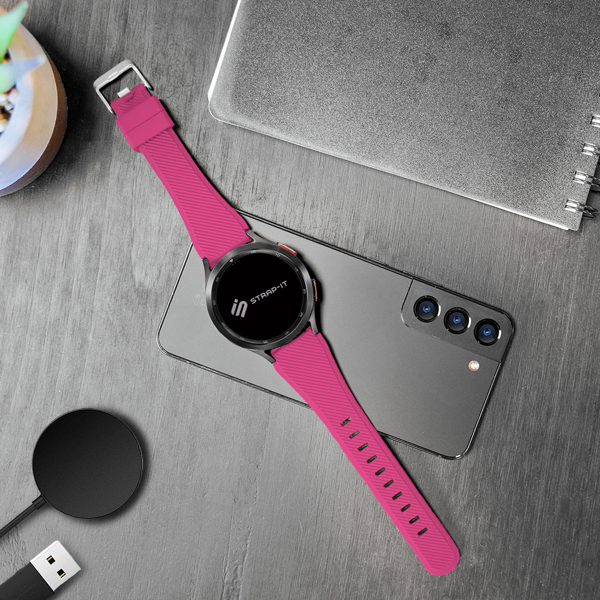 Gard Pro Health Smartwatch 2+ Twill Silicone Strap (Bright Pink)