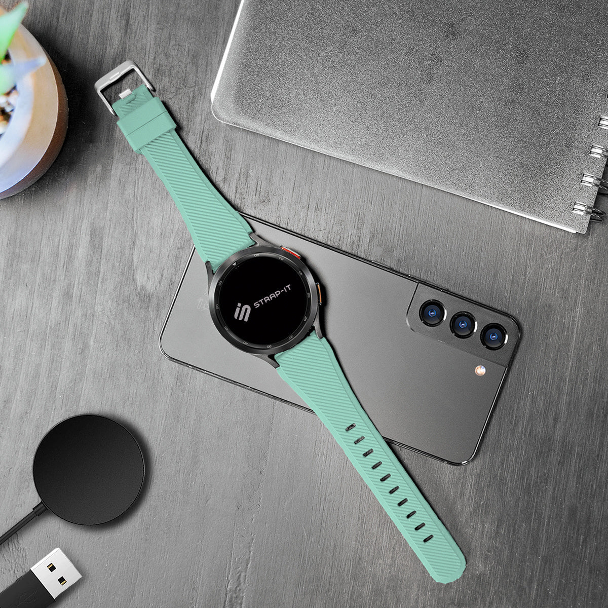 Bracelet silicone sergé Coros Pace 3 (aqua)