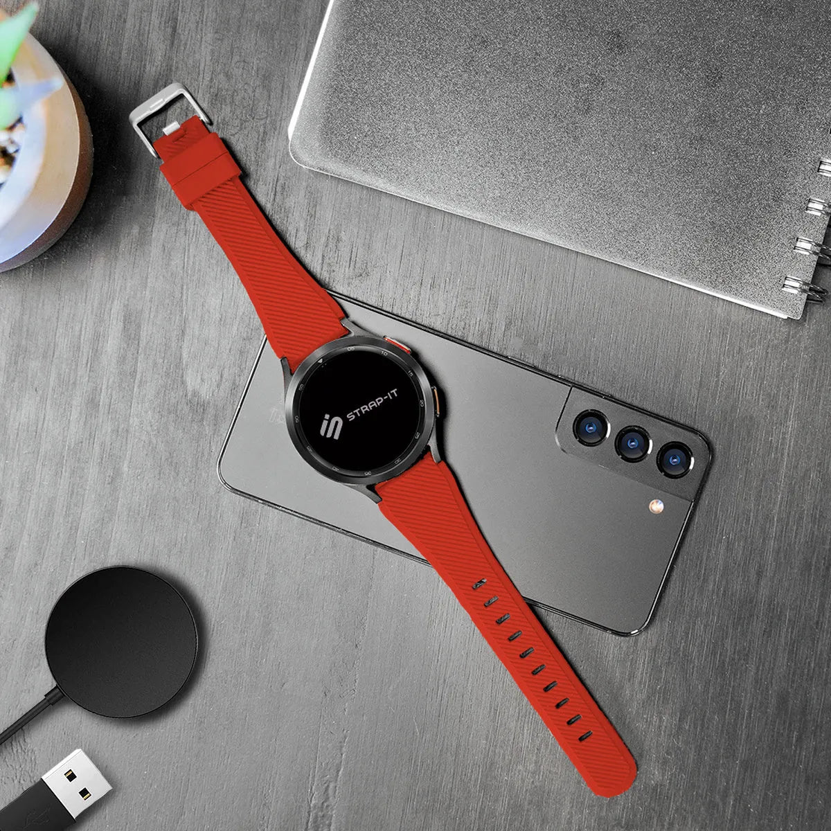 Bracelet silicone sergé Amazfit Active (rouge)