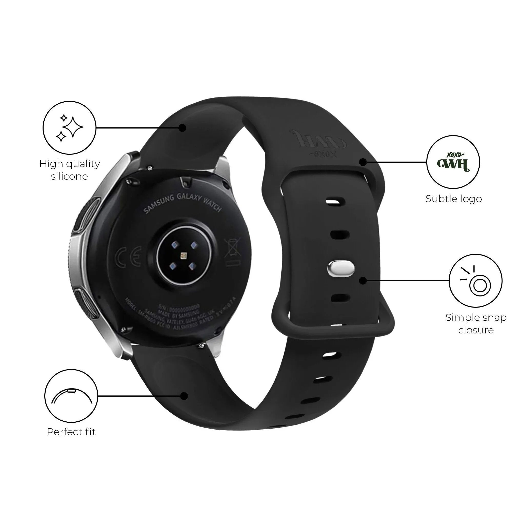 Bracelet silicone xoxo Wildhearts Fossil Gen 5e 44mm (noir)
