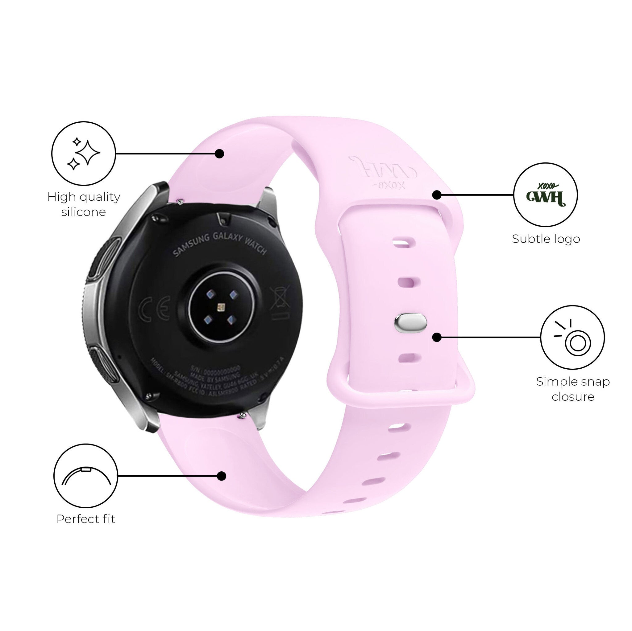 xoxo Wildhearts Samsung Galaxy Watch 42mm Silicone Strap (Bright Pink)