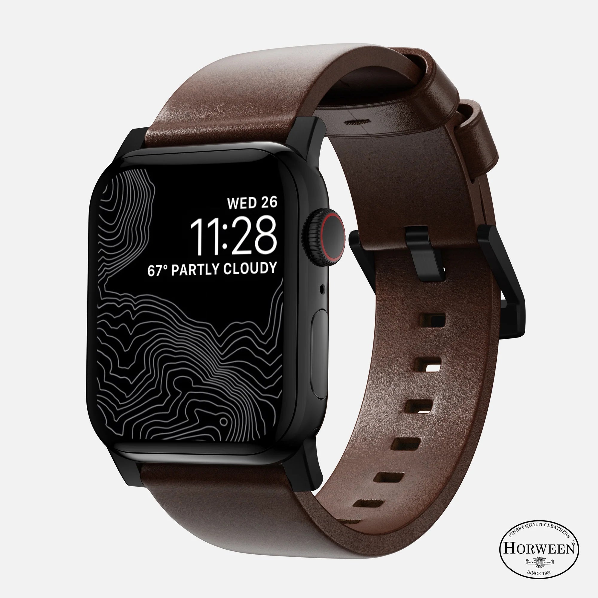 Nomad Bracelet cuir moderna Apple Watch (marron/noir)