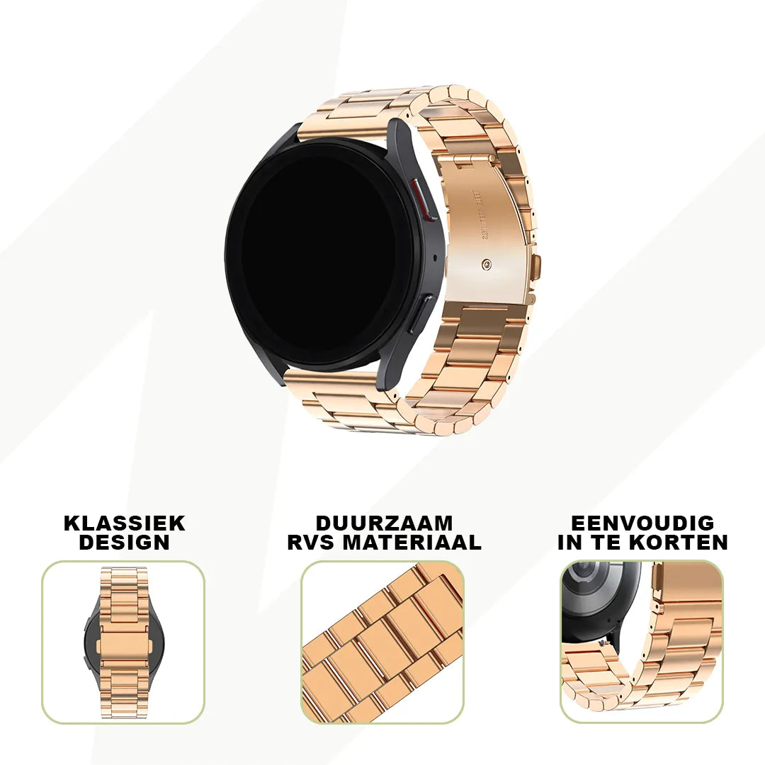 Bandz Garmin Vivoactive 3 Steel Strap 'Classic' (Rose Gold)