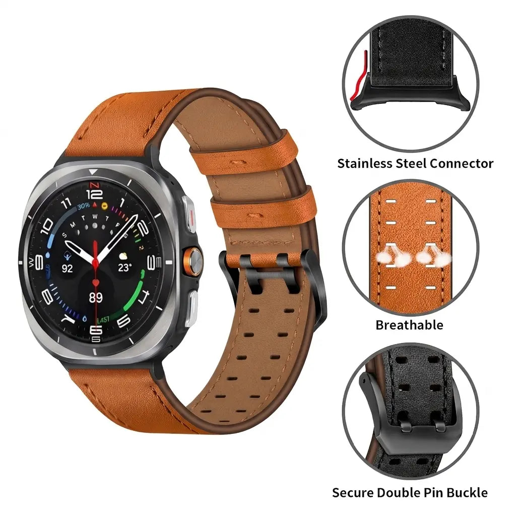 Bracelet cuir à double épingle Samsung Galaxy Watch Ultra (orange)