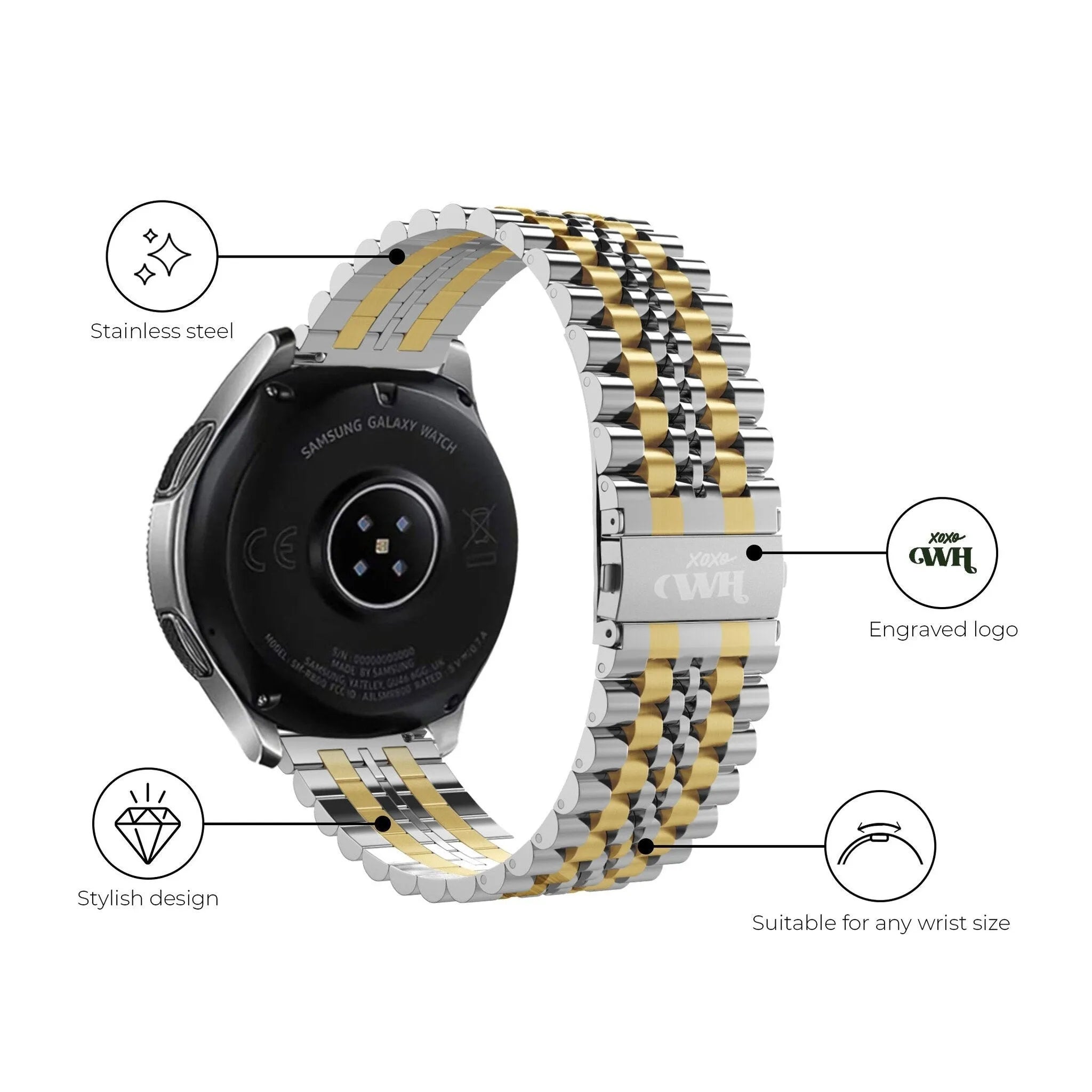Bracelet acier xoxo Wildhearts Amazfit GTR 3 Pro (argenté/doré)