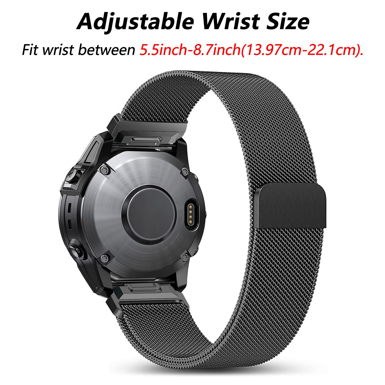 Bracelet milanais premium Garmin Fenix 7s (noir)