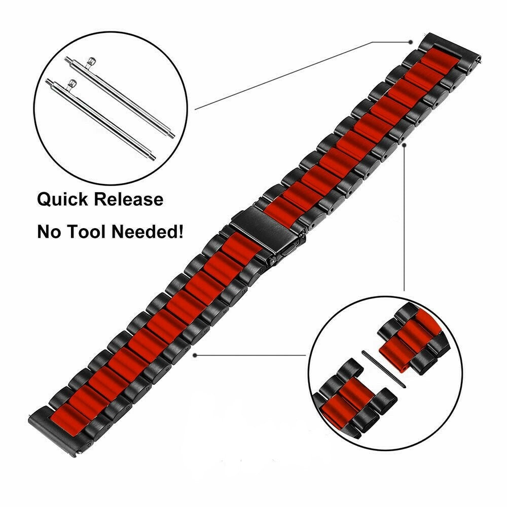 Bracelet acier Garmin Venu SQ (noir/rouge)