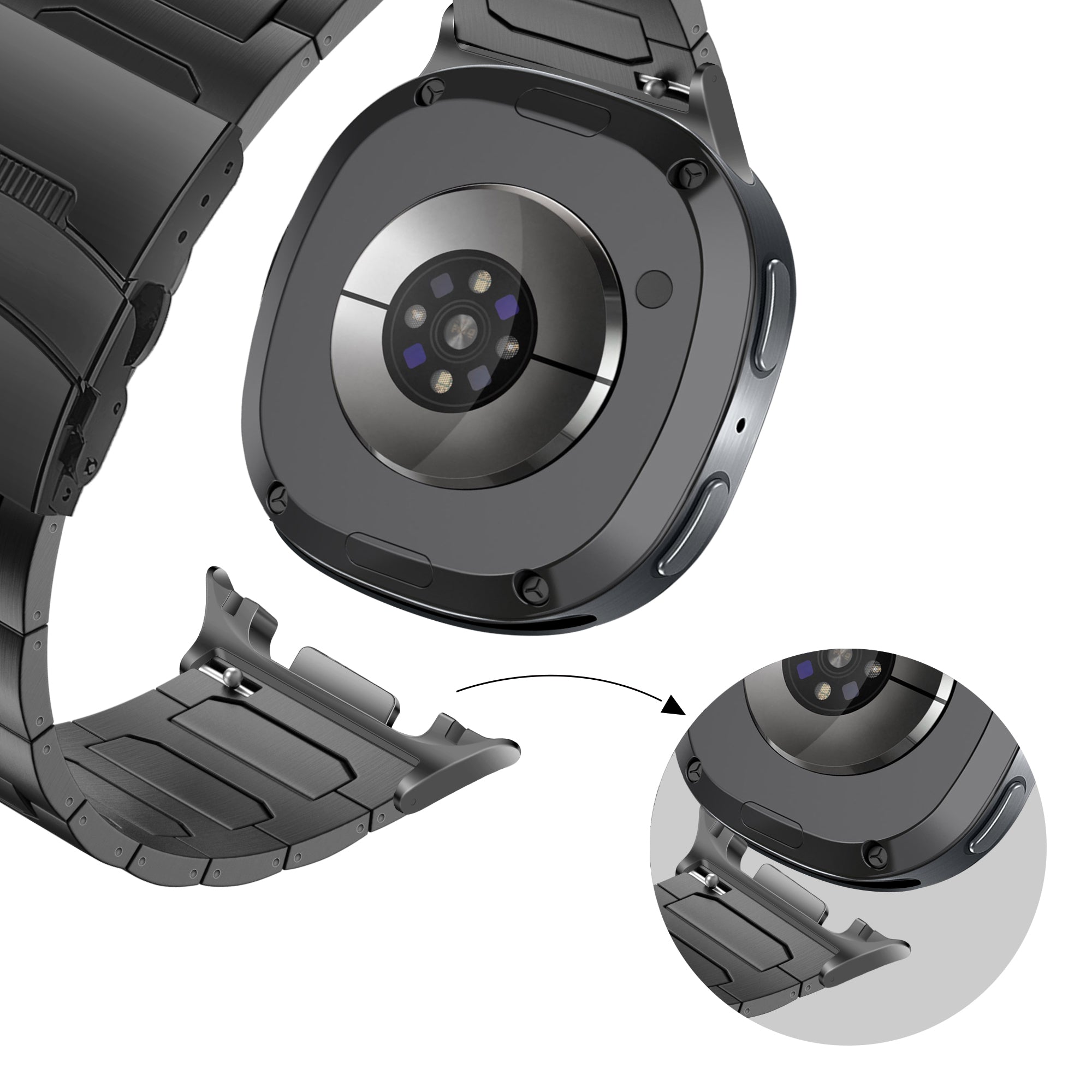 Bandz Bracelet titane 'Deluxe' Samsung Galaxy Watch 8 - 40mm (noir)