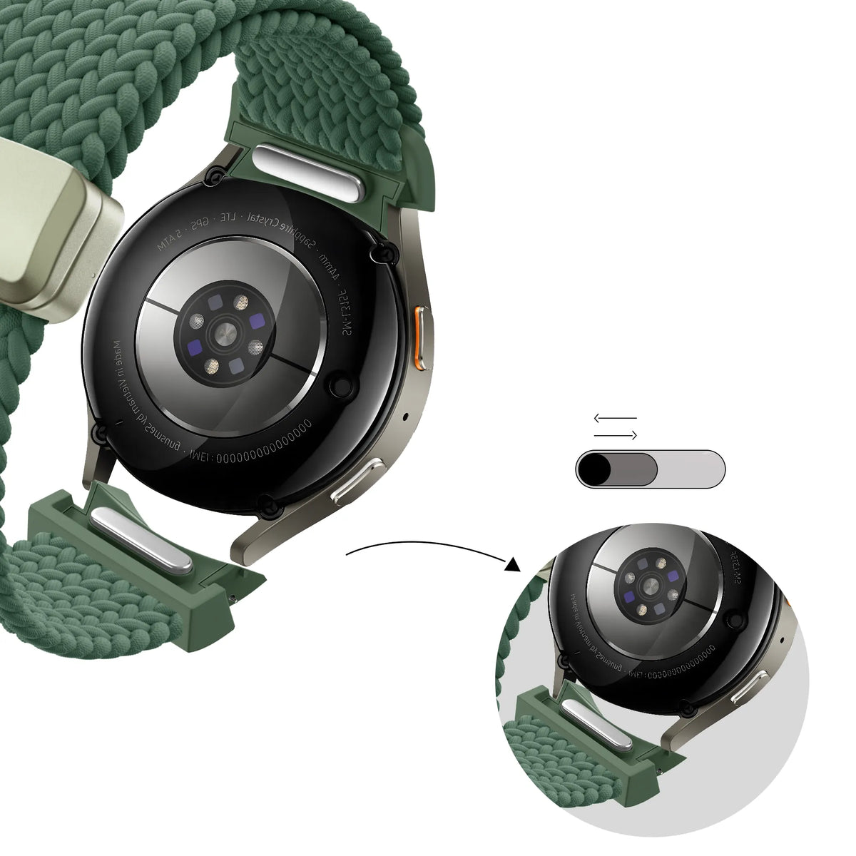 Bandz Bracelet trensé 'Easy Fit' Samsung Galaxy Watch 6 - 44mm (vert)