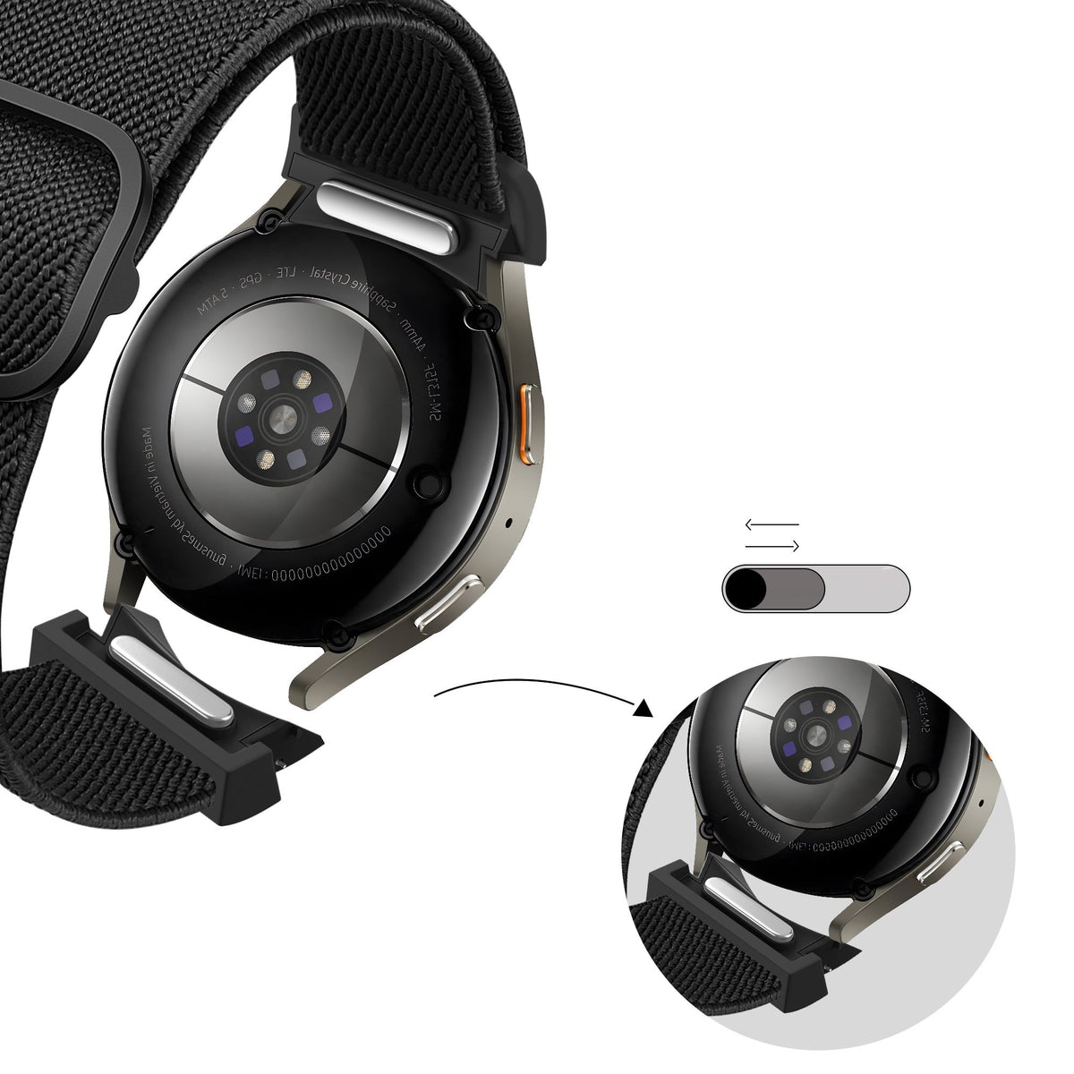 Bandz Samsung Galaxy Watch 5 Pro Elastic Strap 'Easy Fit' (Black)