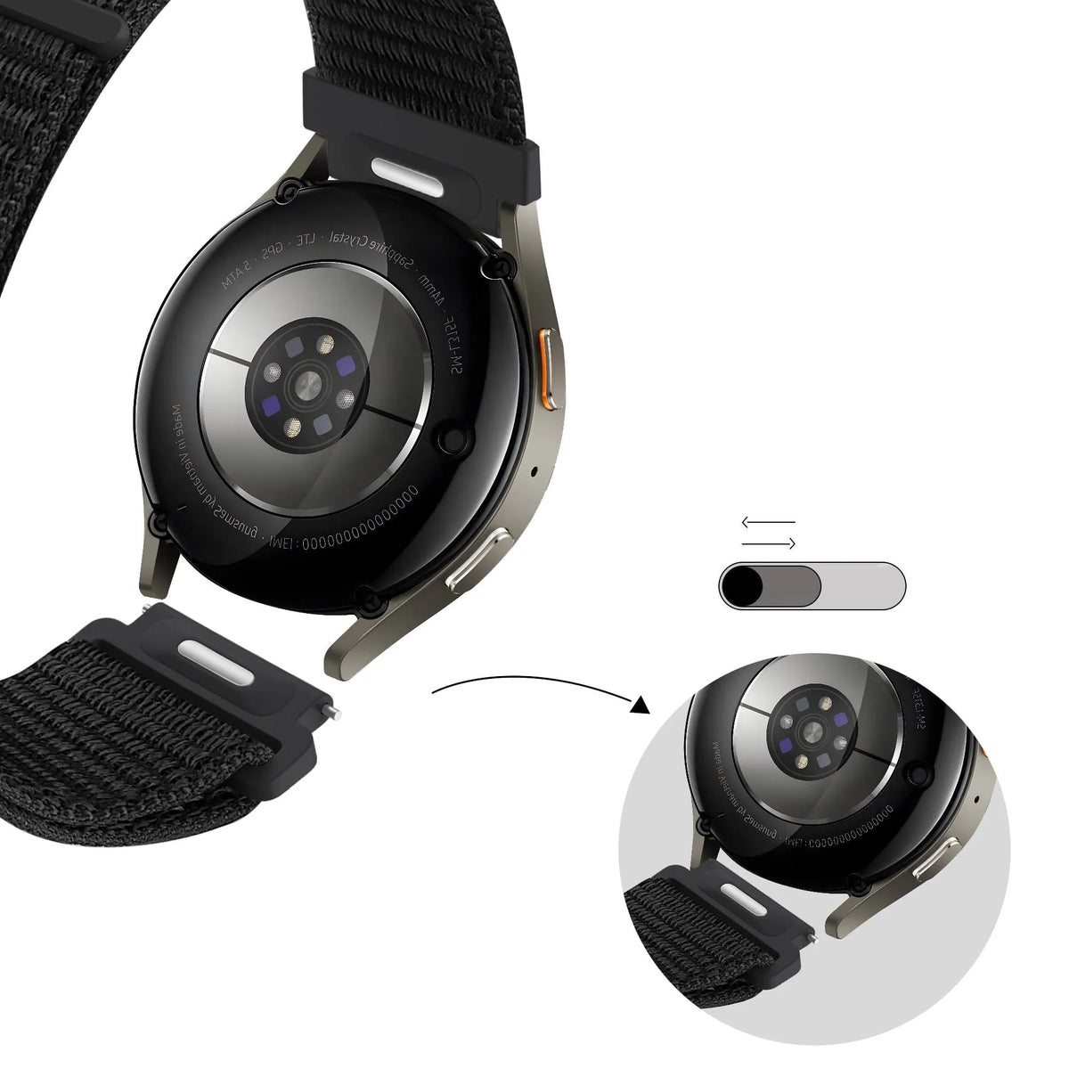 Bandz Huawei Watch Ultimate 2 Nylon Strap 'Easy fit' (Black)