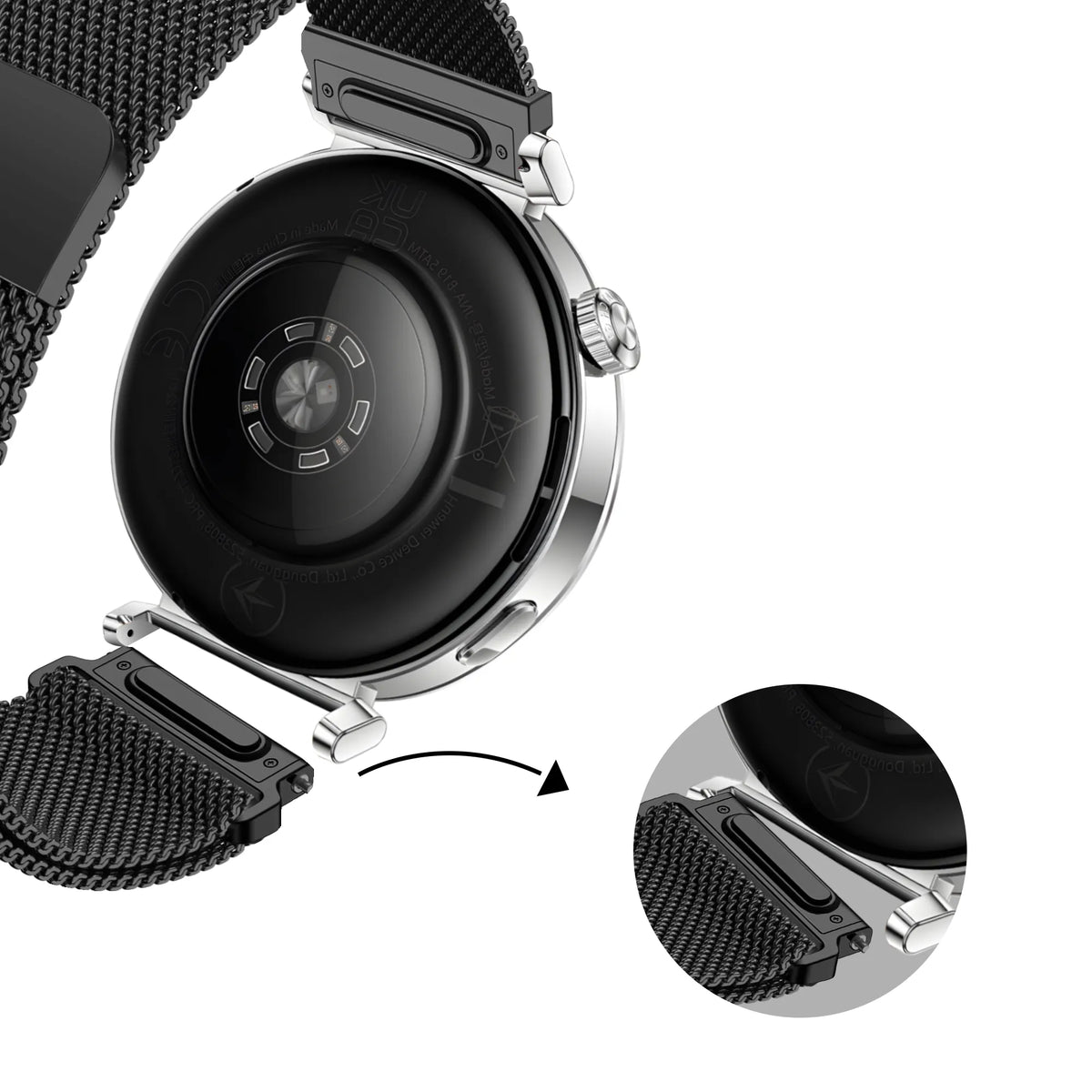 Bandz Bracelet milanais 'Easy fit' Huawei Watch GT 5 Pro - 42mm (noir)