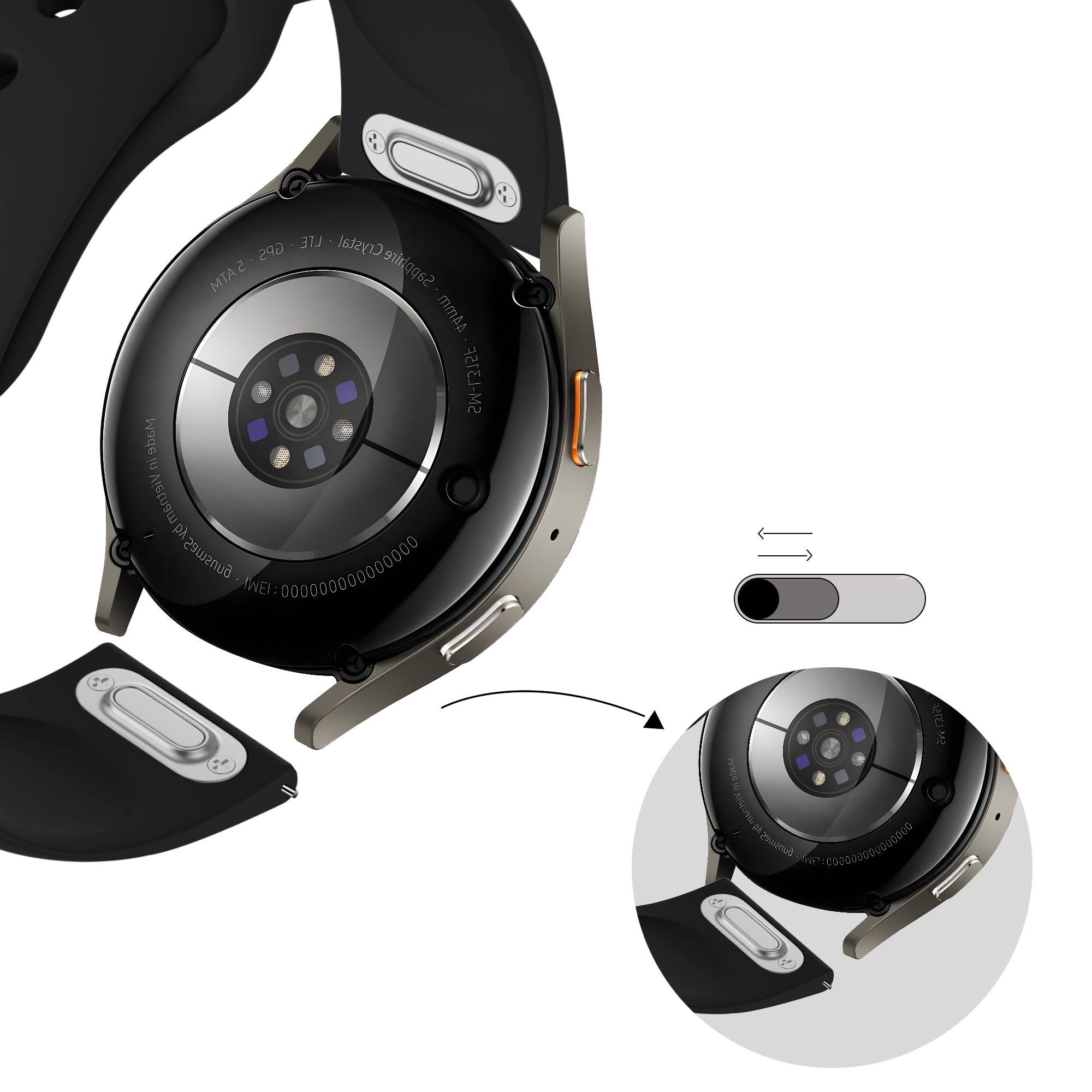 Bandz Bracelet sport 'Easy Fit' Samsung Galaxy Watch 46mm (noir)