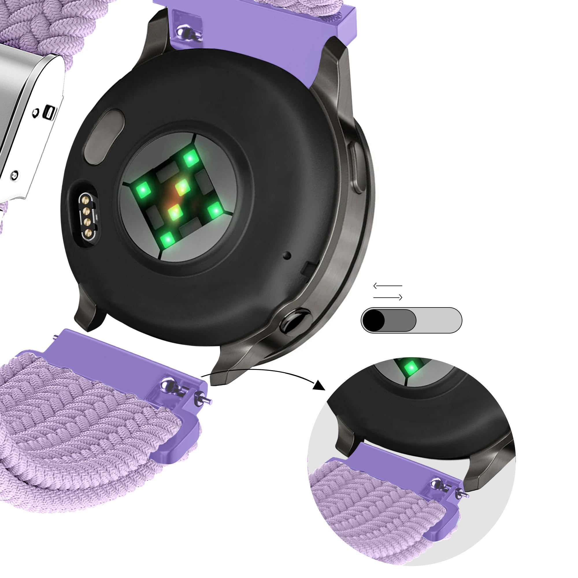 Bandz Garmin Approach J1 Woven Nylon Strap (Light Purple)