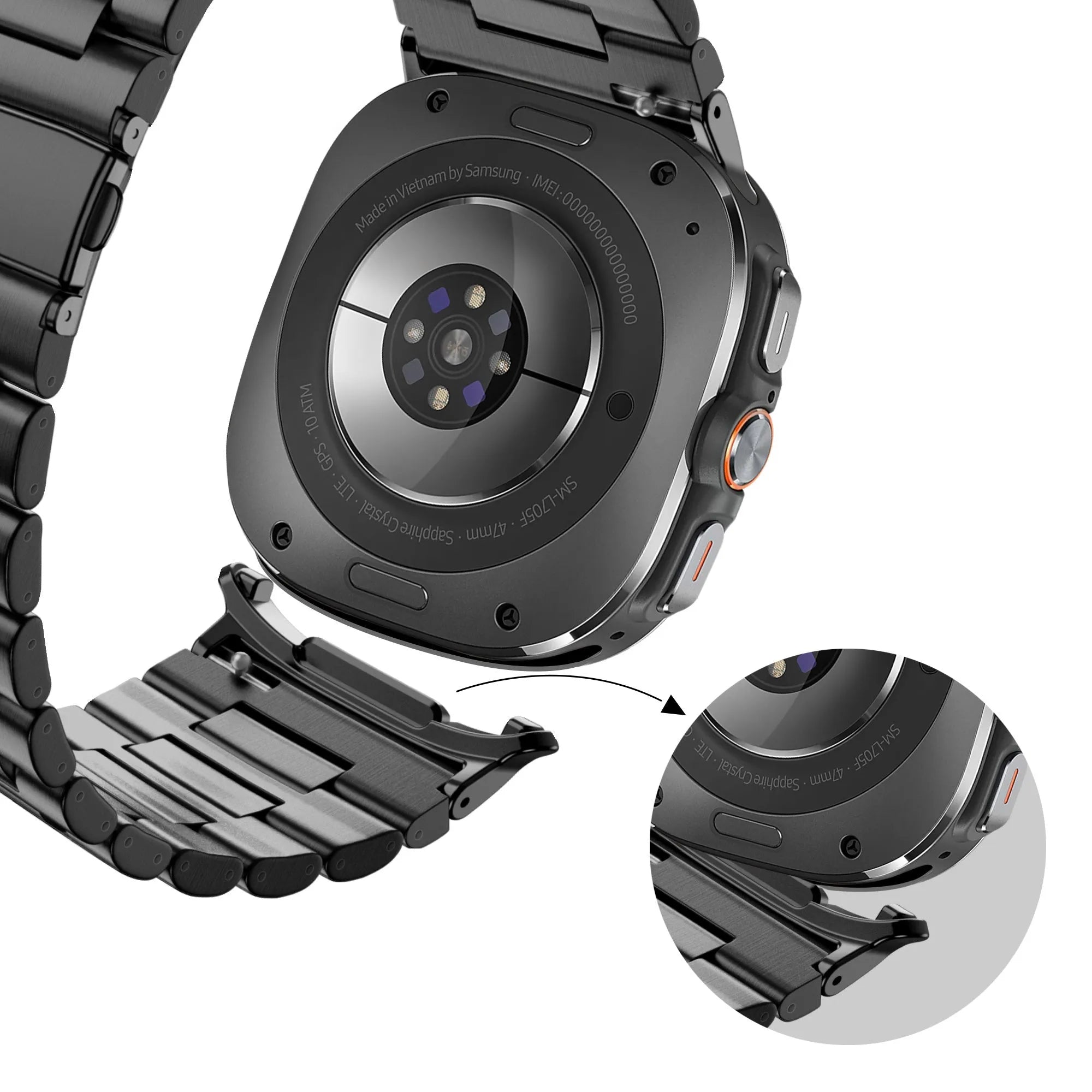 Bandz Bracelet à maillons en acier 'Deluxe' Samsung Galaxy Watch Ultra (noir)