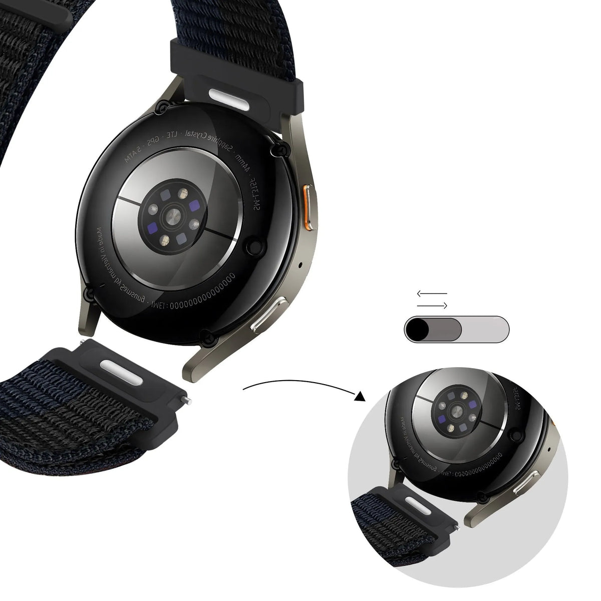 Bandz Bracelet nylon 'Easy fit' Amazfit Balance 2 (noir/bleu)