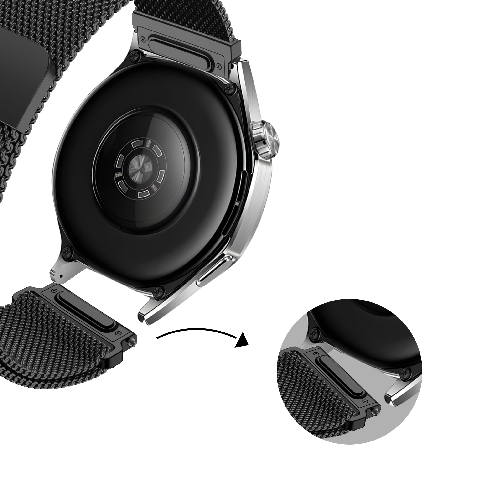 Bandz Bracelet milanais 'One Push' Xiaomi Mi Watch (noir)