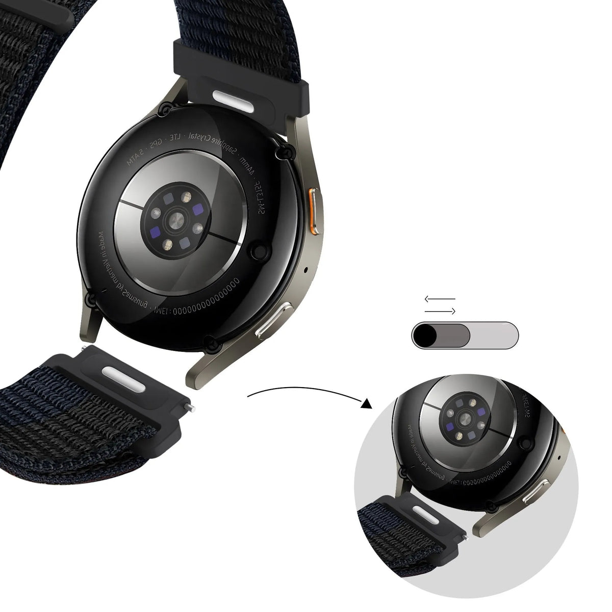 Bandz Amazfit Active Max Nylon Strap 'Easy Fit' (Black/Blue)
