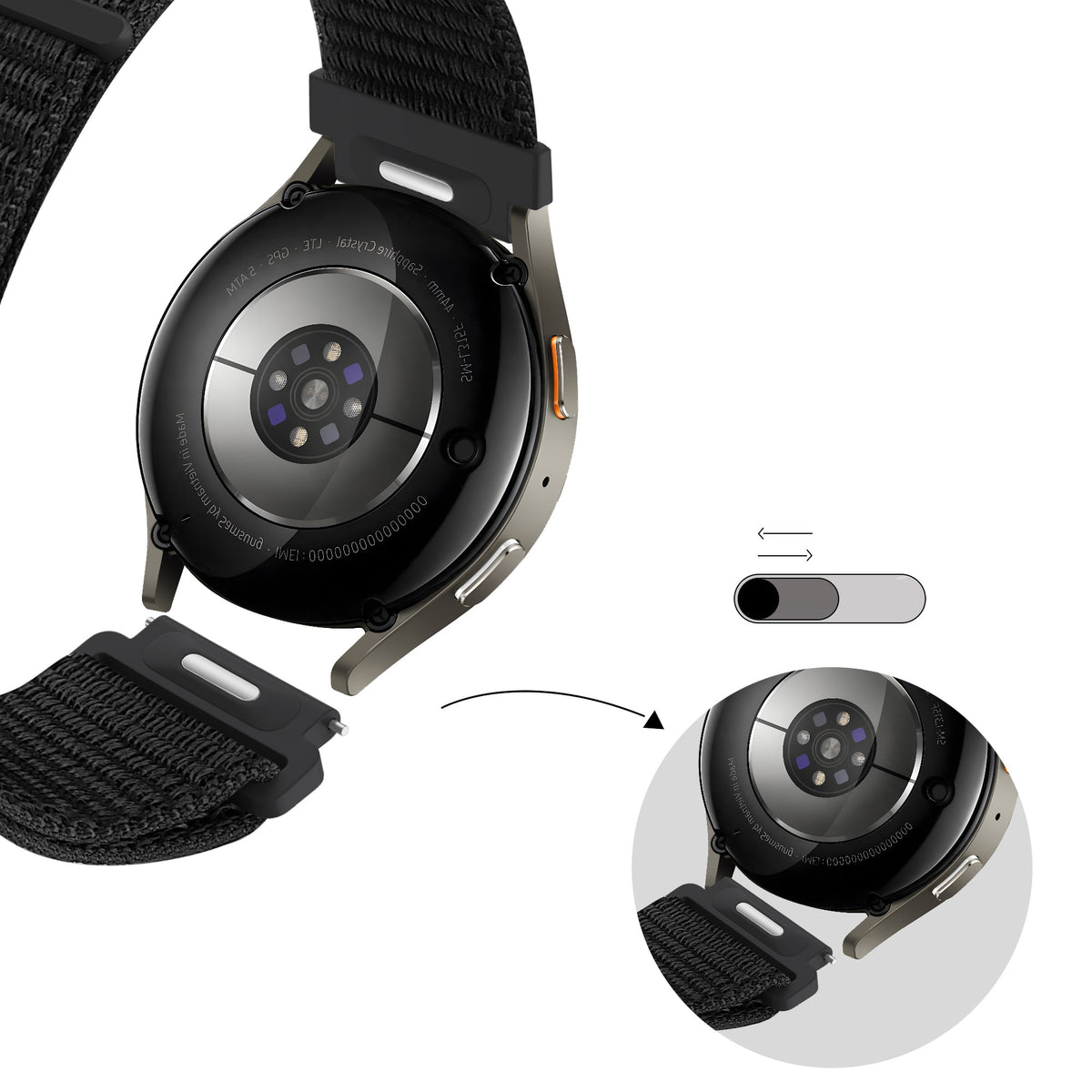 Bandz Samsung Galaxy Watch 46mm Nylon Strap 'Easy Fit' (Black)