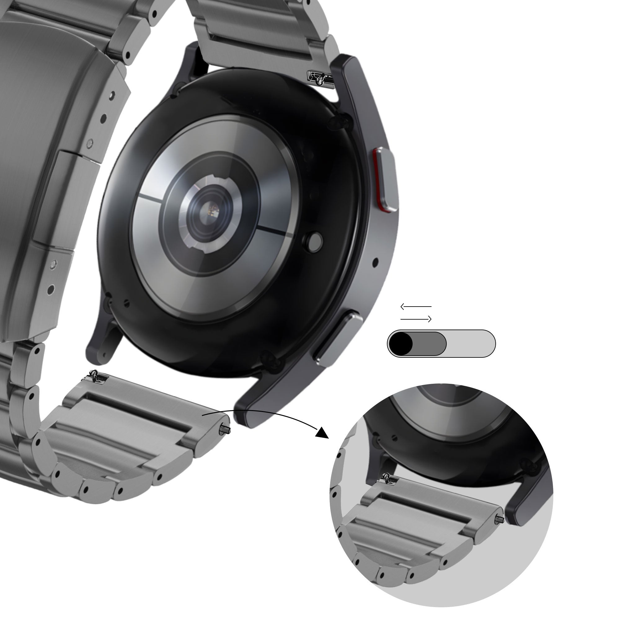 Bandz Bracelet titane 'Classic' Huawei Watch 3 (Pro) (graphite)