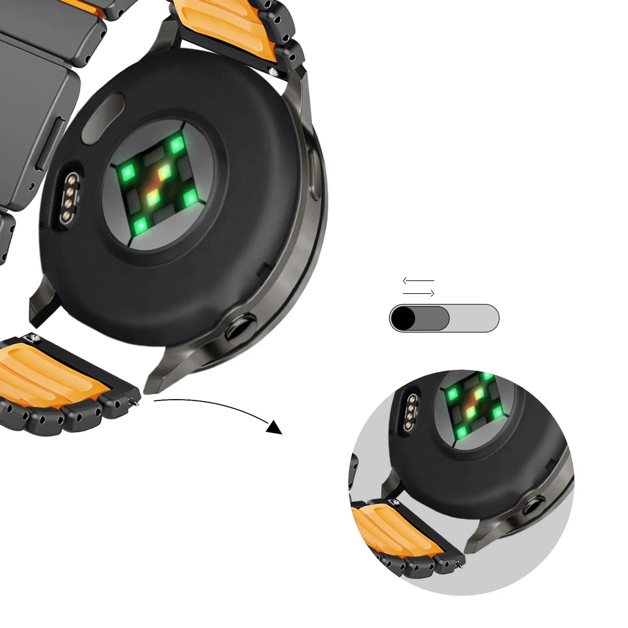 Bandz Bracelet titane 'Hybrid' Xiaomi Mi Watch (noir/orange)