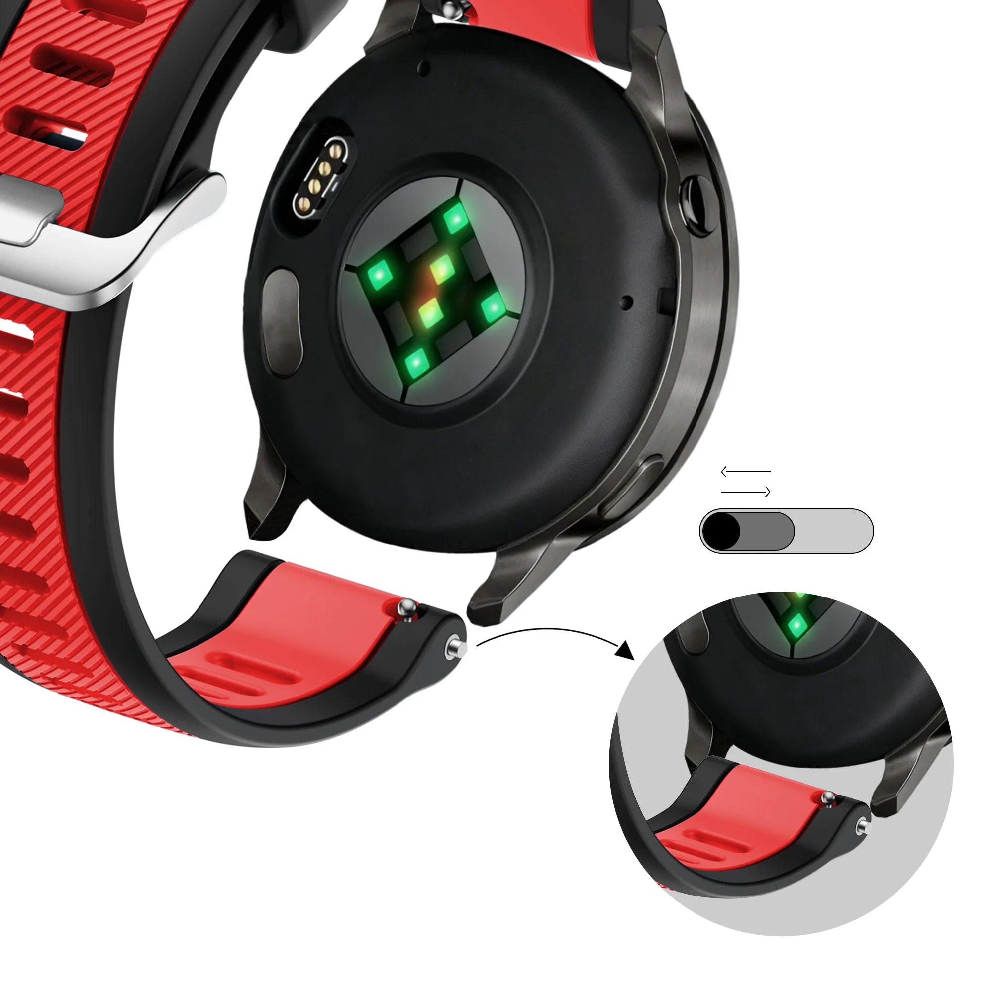 Bandz Bracelet dual sport avec boucle Garmin Vivomove 3 (noir/rouge)