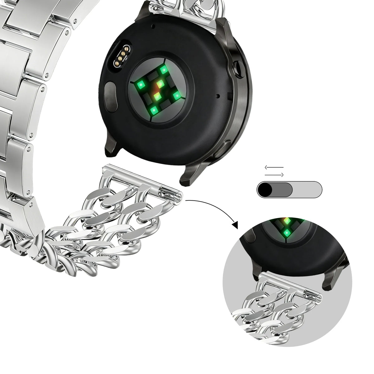 Bandz Coros Apex - 42mm Metal Strap 'Double Chains' (Silver)