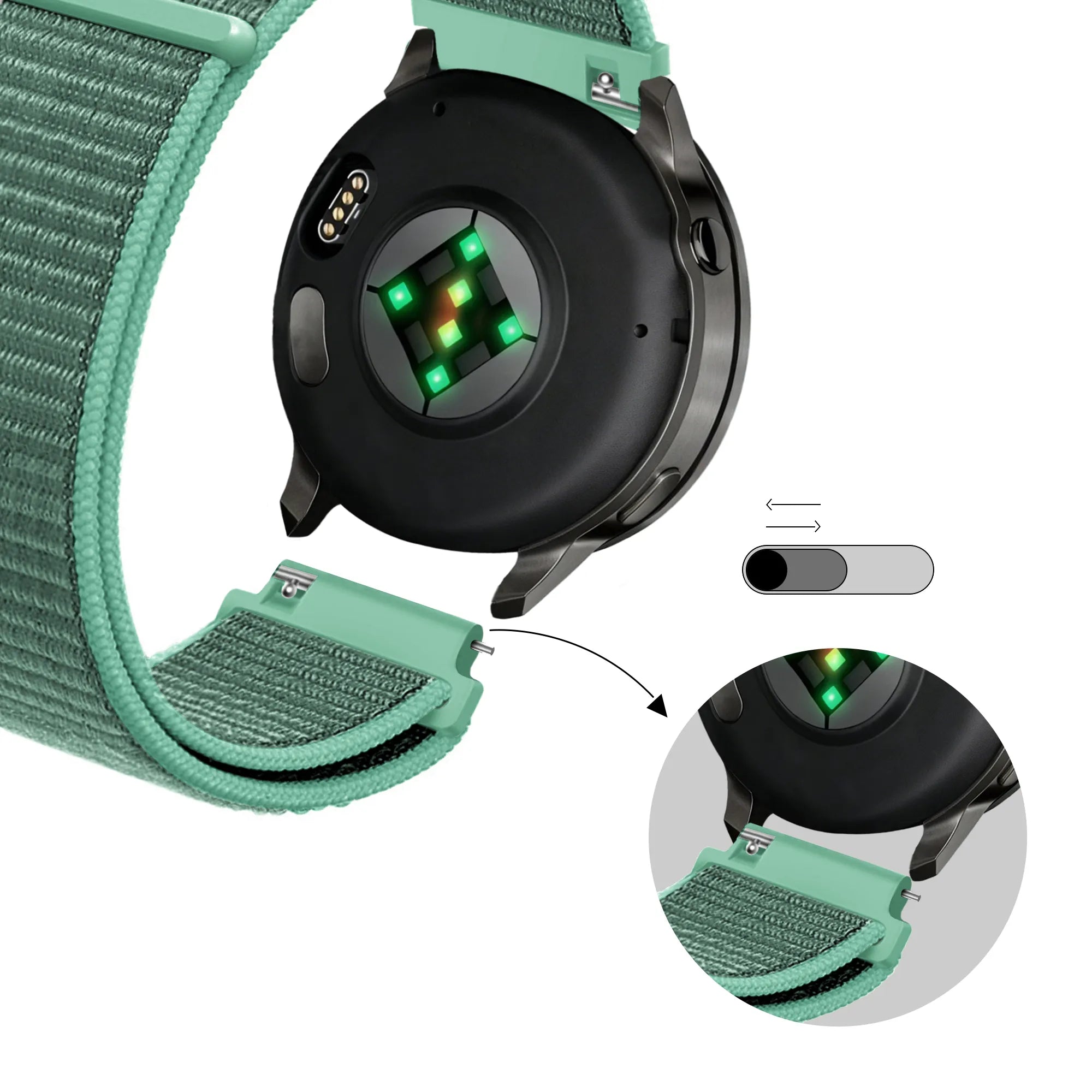 Bandz Garmin Vivomove Trend Nylon Loop Strap (Mint)