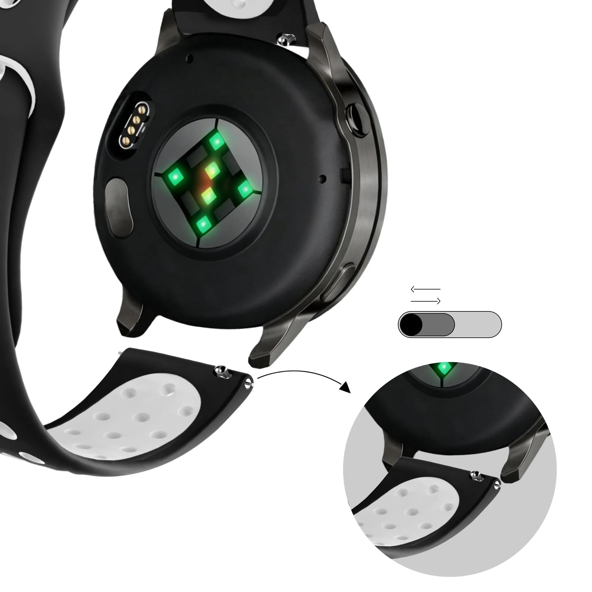 Bandz Bracelet sport 'Deluxe' Garmin Bounce 2 (noir/blanc)