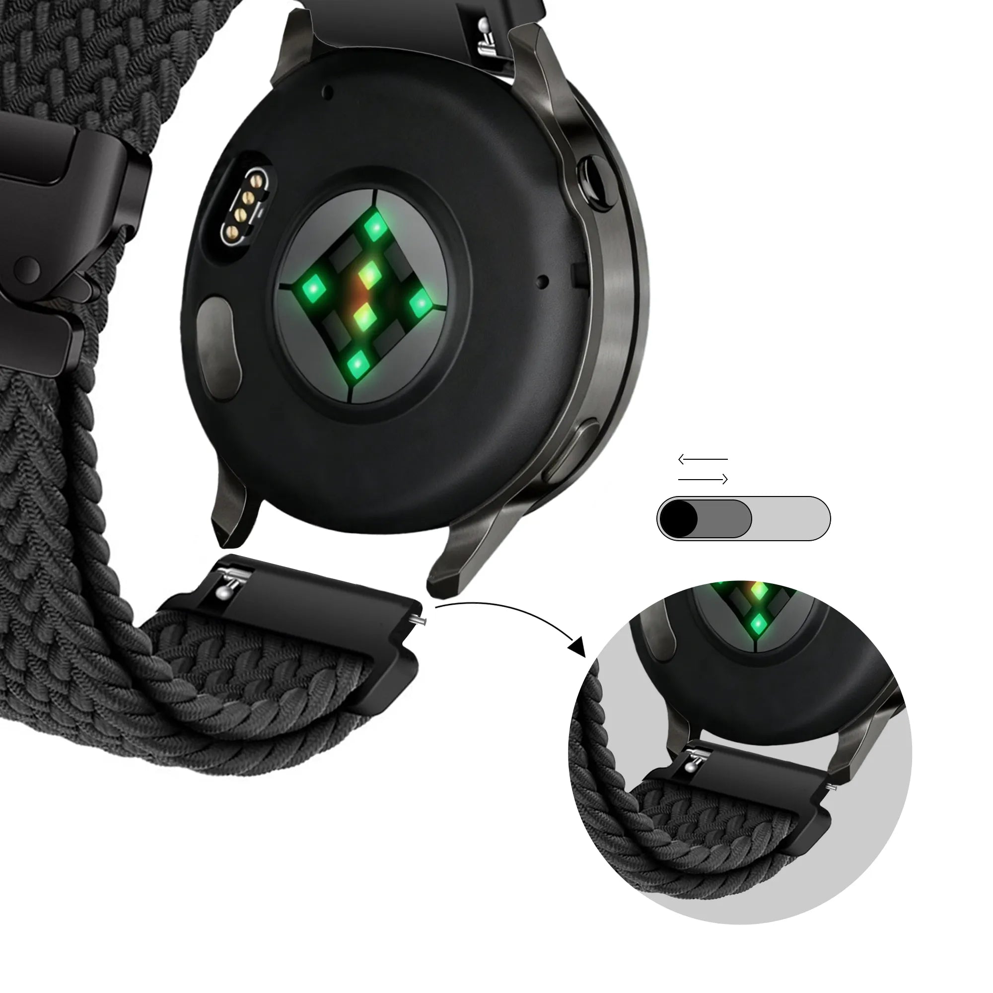 Bandz Garmin Venu SQ 2 Braided Strap 'Parachute' (Black)