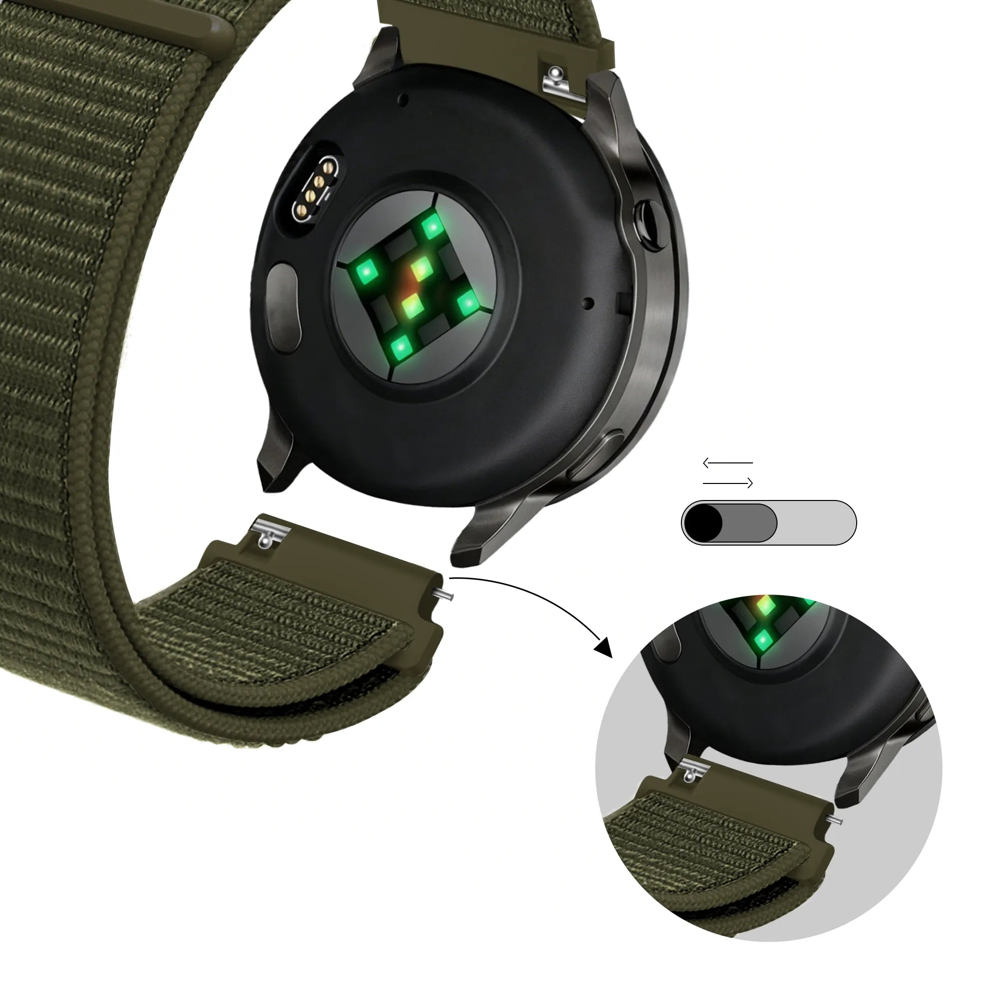 Bandz Garmin Vivomove Trend Nylon Loop Strap (Olive)