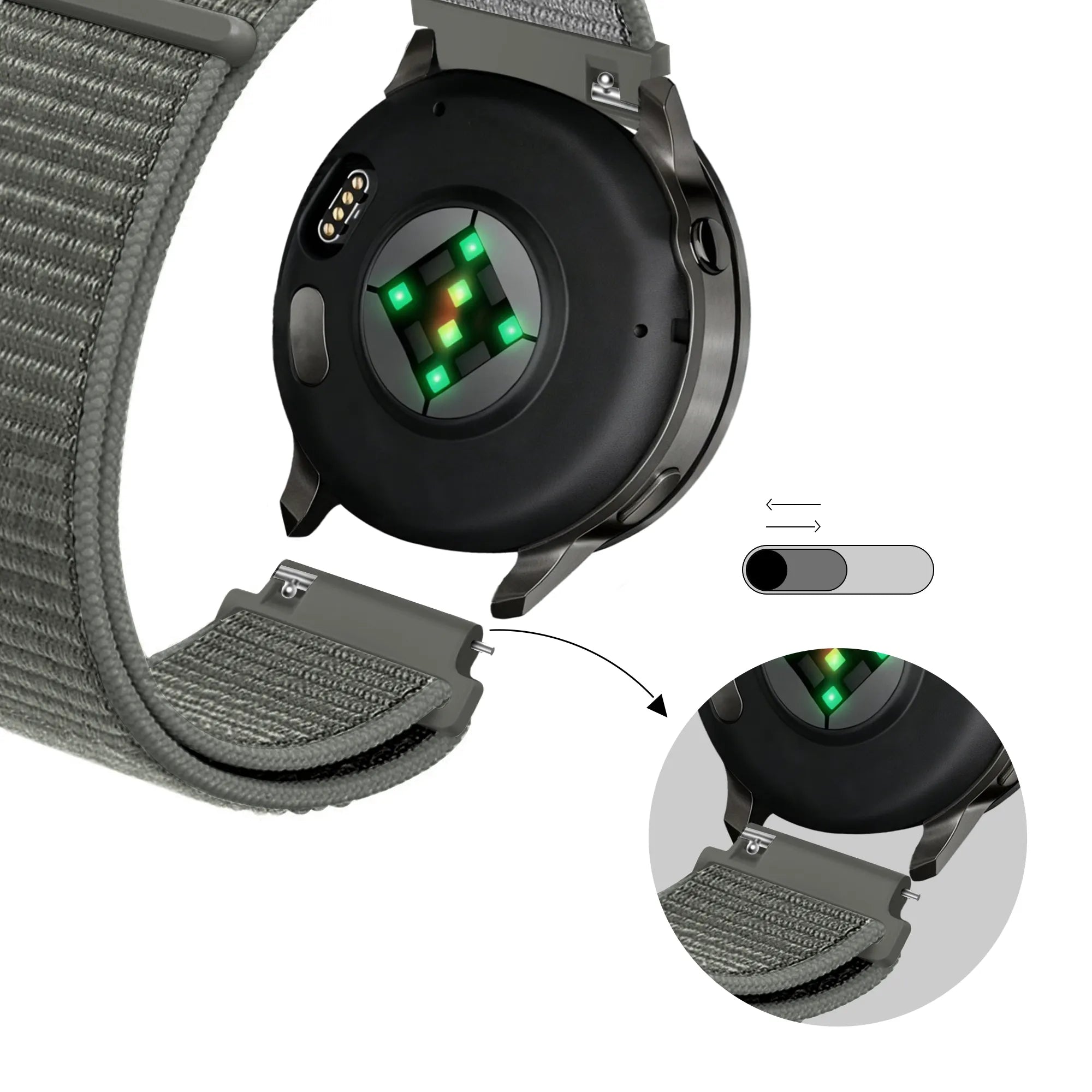 Bandz Garmin Venu 4 - 45mm Nylon Loop Strap (Grey-Green)