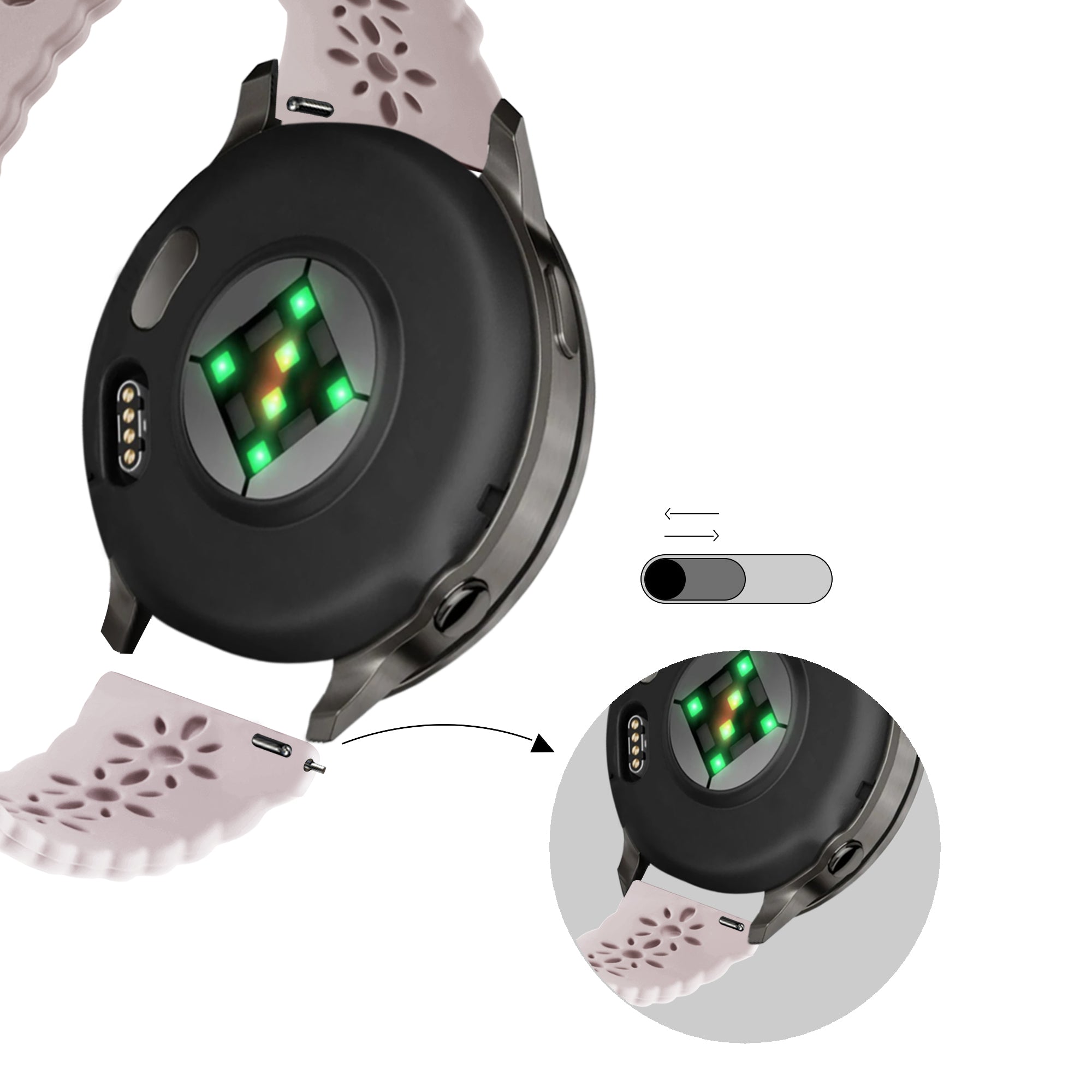 Bandz Bracelet silicone 'Lace' Garmin Vivomove 3 (rose)