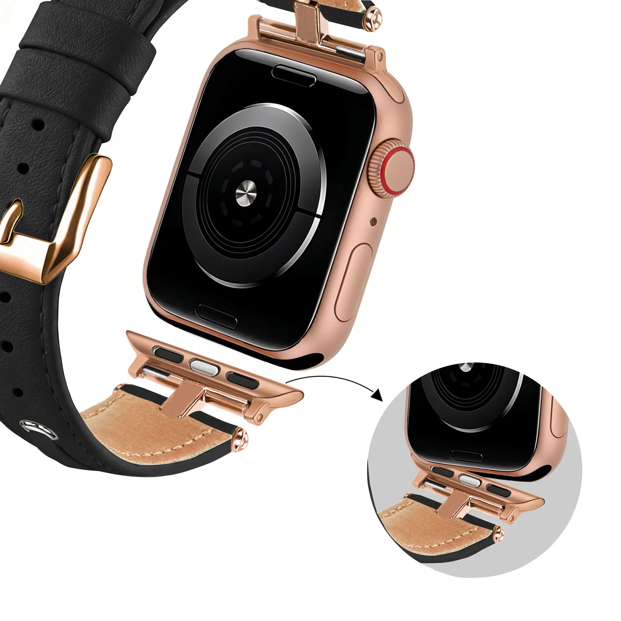 Bandz Bracelet cuir 'T-belt' Apple Watch (noir)