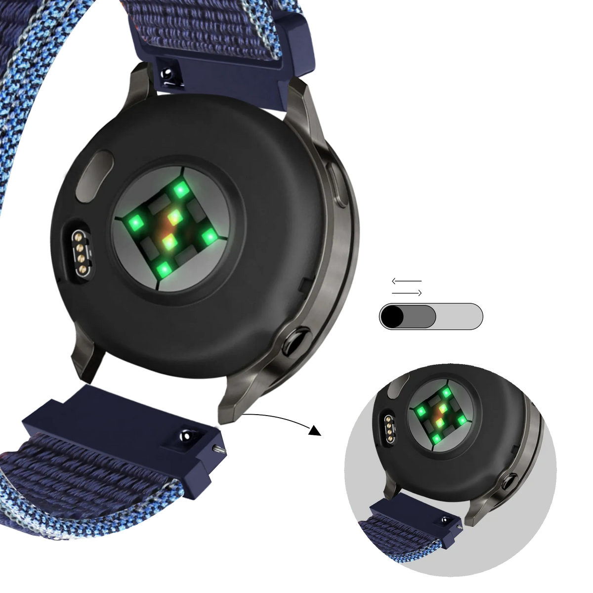 Bandz Bracelet nylon Loop Garmin Vivoactive 4s (bleu foncé mix)