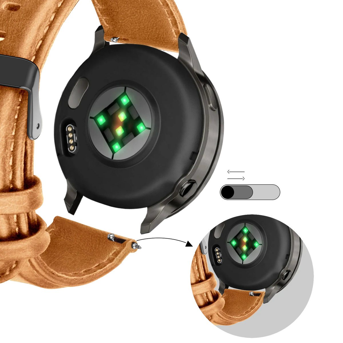 Bandz Garmin Approach J1 Leather Strap 'Classic' (Brown)