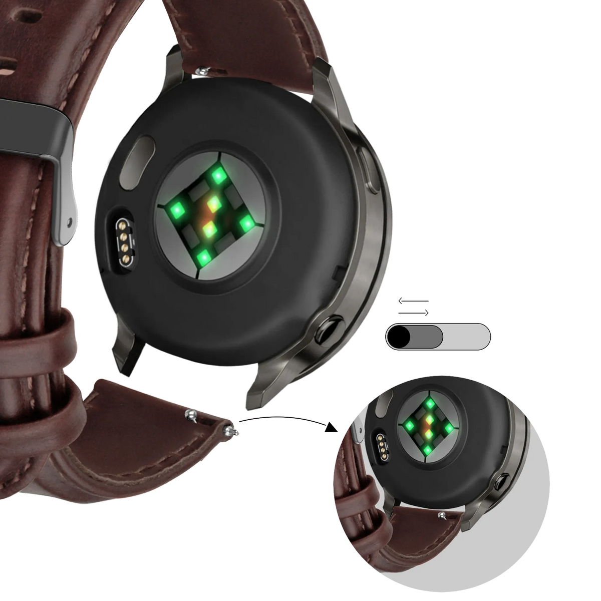 Bandz Garmin Approach J1 Leather Strap 'Classic' (Dark Brown)
