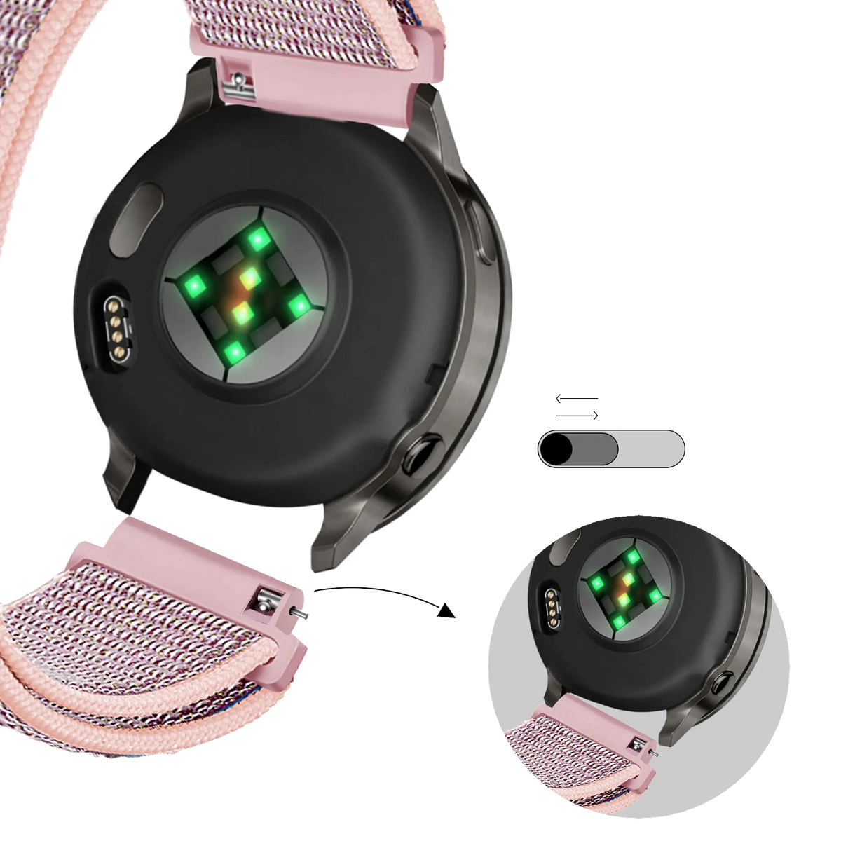 Bandz Bracelet nylon à boucle Garmin Vivoactive 4s (rose sable)
