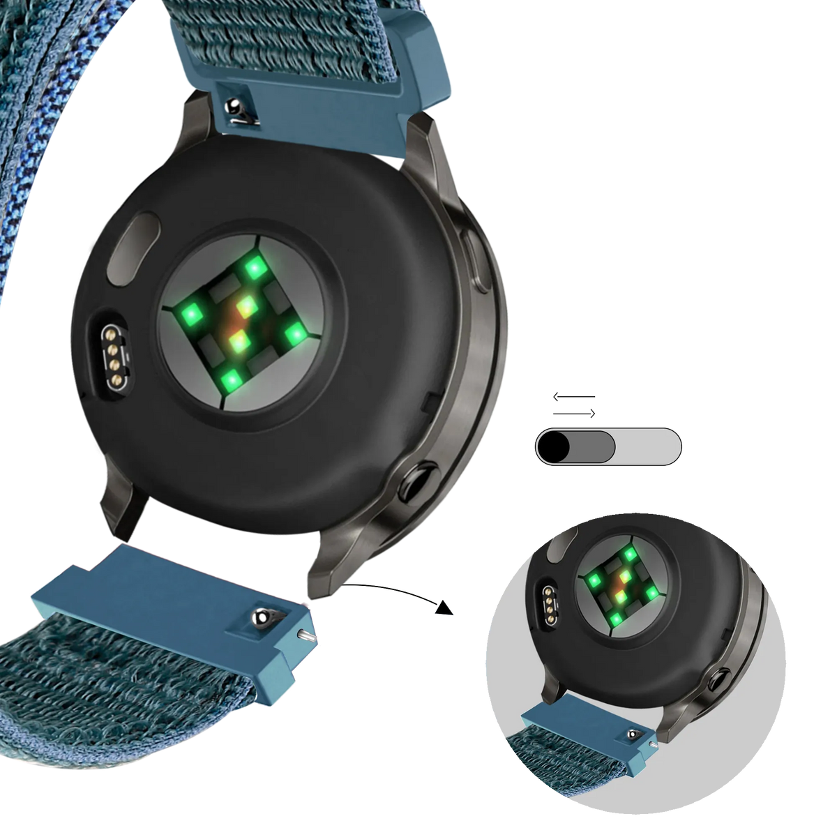 Bandz Bracelet nylon Loop Garmin Forerunner 255s (vert-gris)