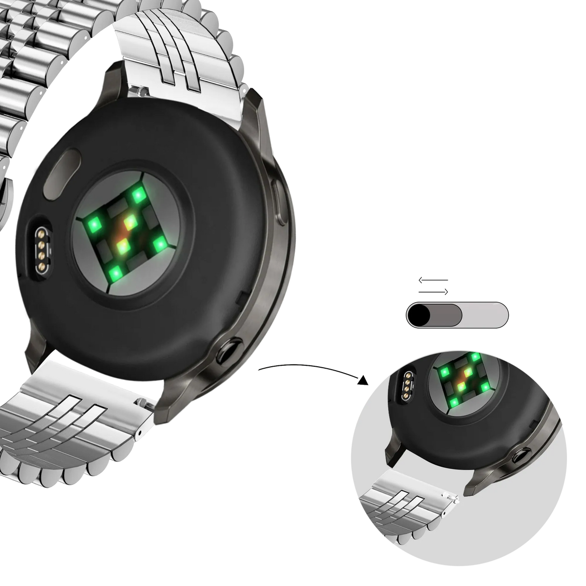 Bandz Bracelet acier 'Jubilee' Garmin Vivoactive 4s (argent)