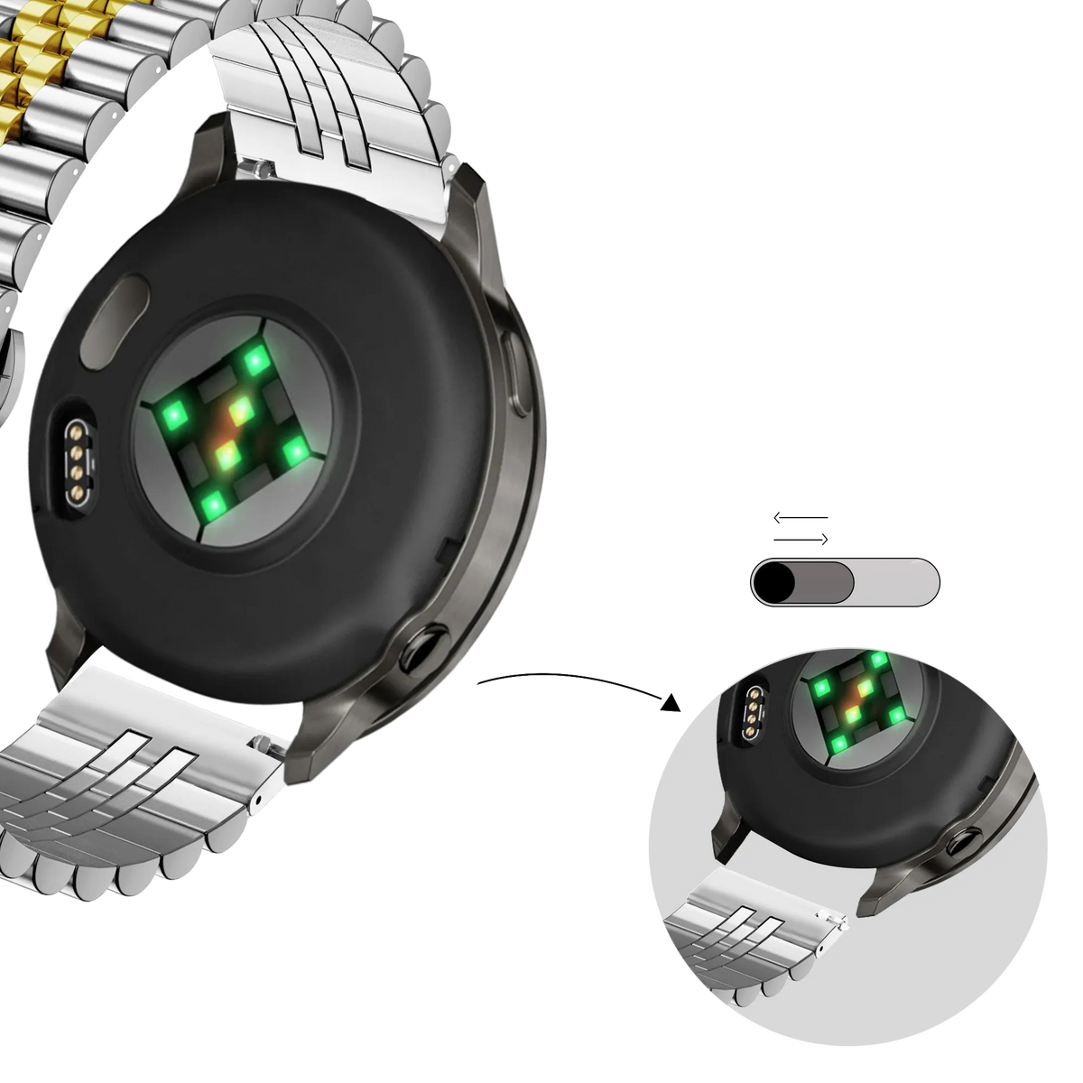 Bandz Bracelet acier 'Jubilee' Garmin Vivoactive 4s (argent/or)
