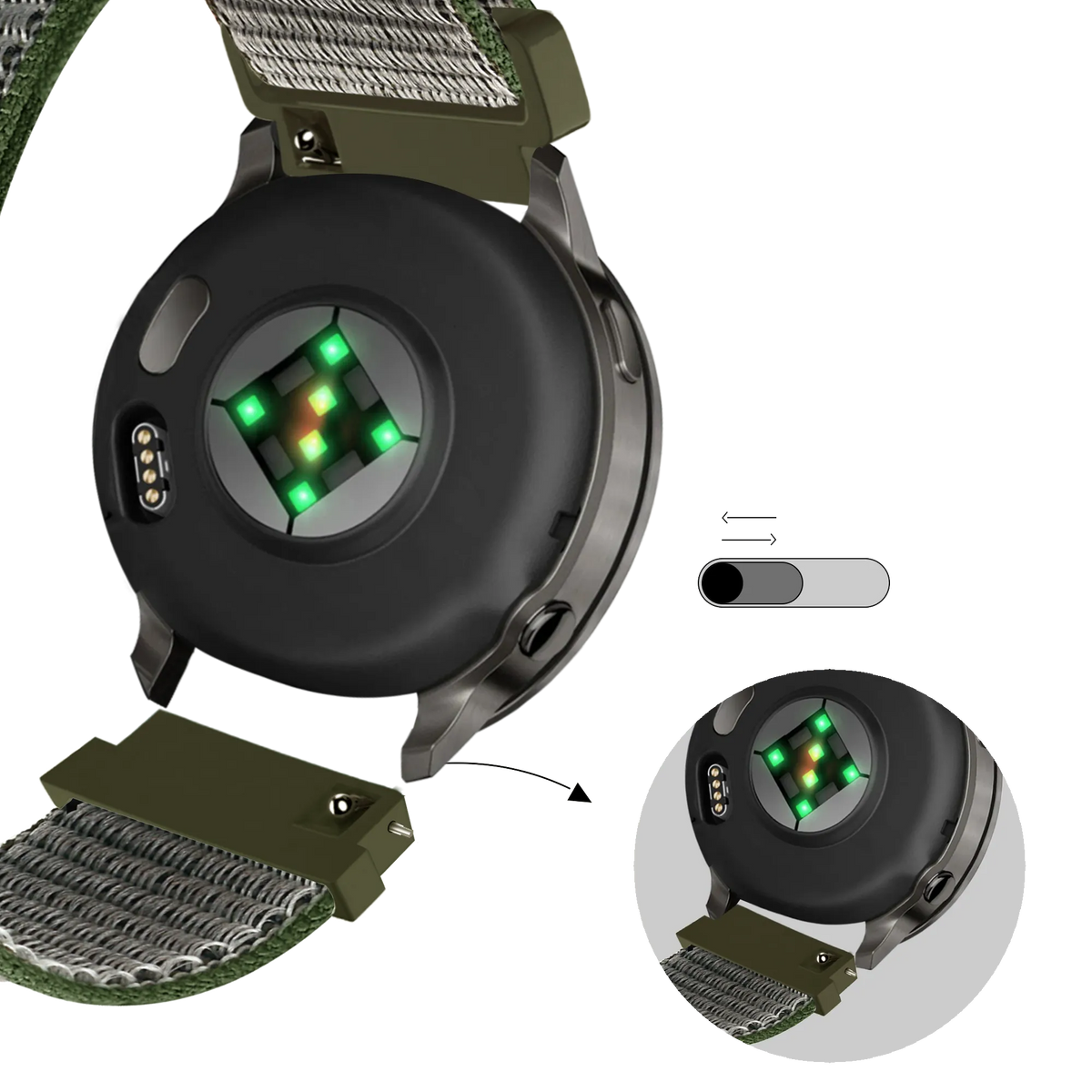 Bandz Garmin Approach S42 Nylon Loop Strap (Olive Green)