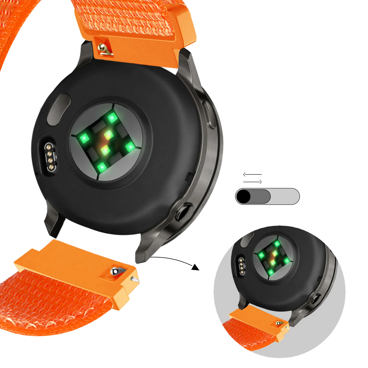 Bandz Garmin Forerunner 570 - 42mm Nylon Loop Strap (Orange)