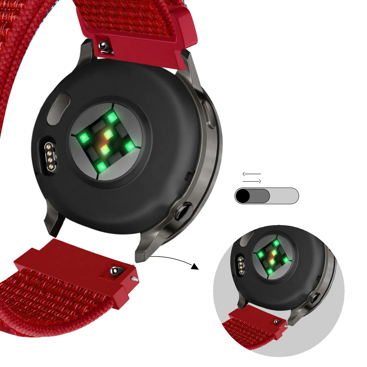 Bandz Garmin Vivoactive 6 Nylon Loop Strap (Red)