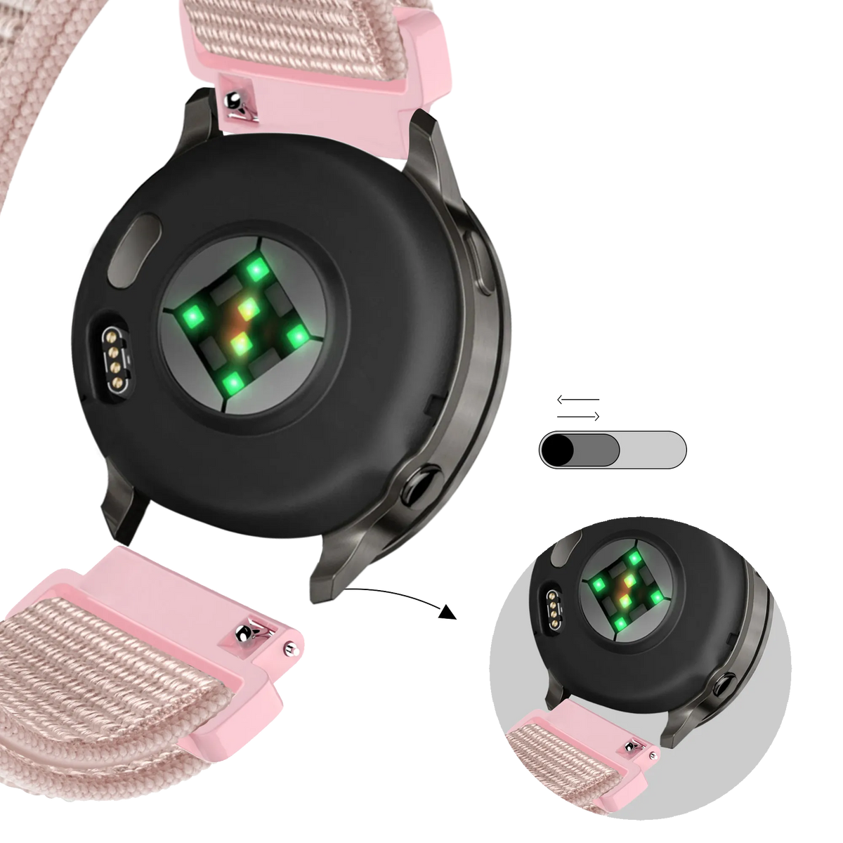 Bandz Garmin Forerunner 255s Nylon Loop Strap (Rose Gold)