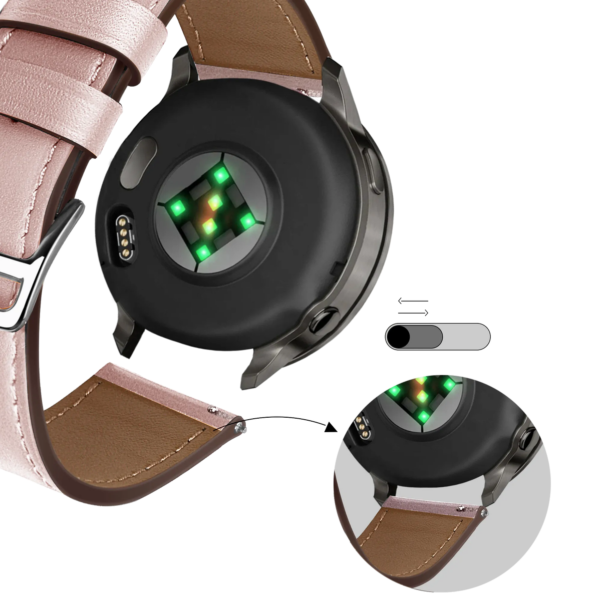 Bandz Bracelet cuir 'Deluxe' Garmin Approach S40 (rose)