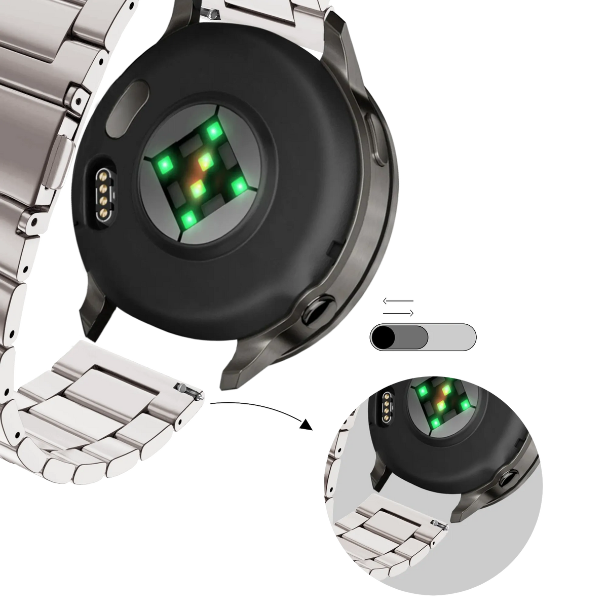 Bandz Bracelet acier 'Classic' Garmin Venu 2s (lumière stellaire)